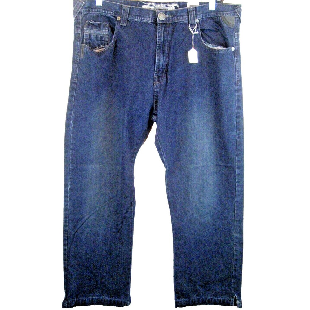Mens Raider Blue Cotton/Spandex Jeans w Split Cuffs sz 40x27